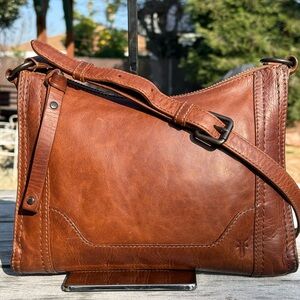 Frye Melissa Zip Crossbody Bag Cognac